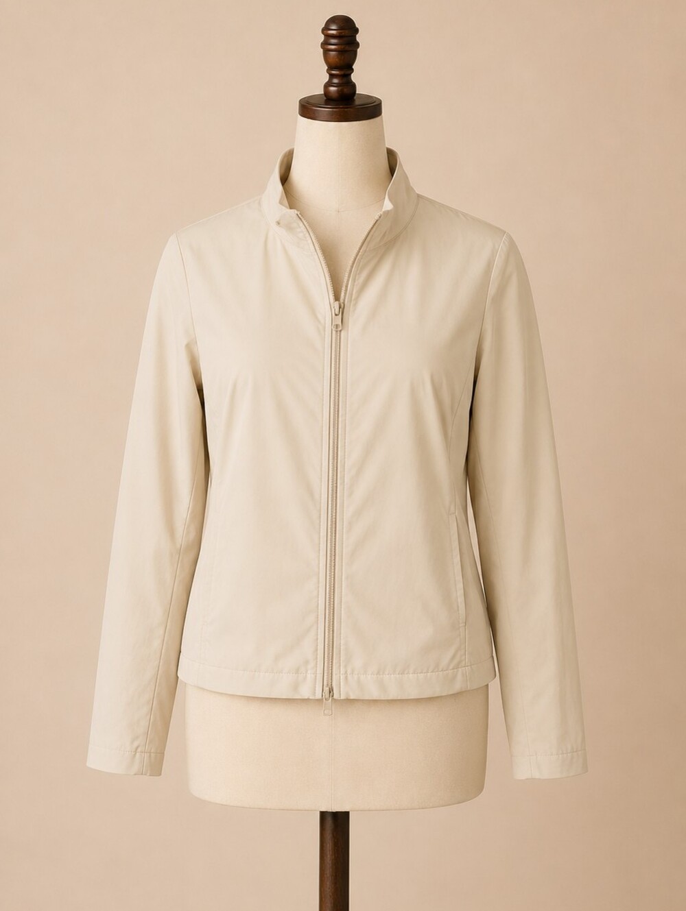 MONDETTA BEIGE ZIP UP ATHLETIC JACKET SIZE MEDIUM